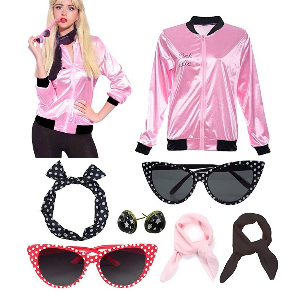 1950s Retro Grease Pink Ladies Costume Accessories
